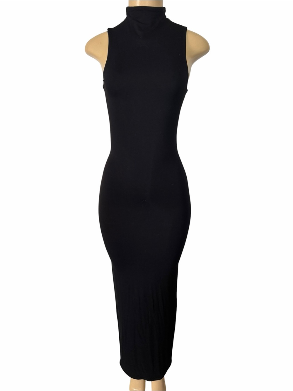 naked wardrobe Black Sleeveless Turtleneck Maxi Dress